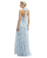 ფოტო #2 პროდუქტის Floral Tie-Back Halter Tulle Dress with Long Full Skirt & Rosette Detail