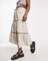 Reclaimed Vintage elasticated waist prairie midi skirt in stone