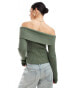 Фото #4 товара Stradivarius off shoulder top in khaki