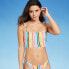 Фото #1 товара Xhilaration Women's Multicolor Striped Nylon Ribbed Cami Bikini Top Size Large