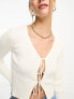 & Other Stories tie front frill sleeve cardigan in off white