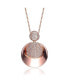 ფოტო #3 პროდუქტის Sterling Silver Overlay Cubic Zirconia Pave Double Circle Necklace