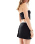 Фото #4 товара Pull&Bear contrast lace boxer waistband mini skirt in black