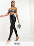 Spanx Petite leather look legging with contoured power waistband in black