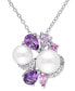 Фото #1 товара Macy's cultured Freshwater Pearl (6-1/2 & 7-1/2mm) & Multi-Gemstone (1-3/8 ct. t.w.) Cluster 18" Pendant Necklace in Sterling Silver
