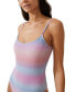 Women's Glitter Ombre Thin-Strap Scoop-Back One-Piece Swimsuit