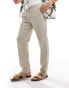 Threadbare cotton linen trousers with elasticated waist in stone