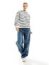 Pieces lightweight super soft hoodie in navy stripe