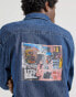 Фото #2 товара Lee x Jean-Michael Basquiat capsule back artwork print overhead worker denim shirt in mid wash