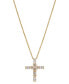 ფოტო #1 პროდუქტის 18k Gold-Plated Cubic Zirconia Cross Pendant Necklace, 16" + 2" extender, Created for Macy's