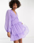 Фото #10 товара ASOS DESIGN Tall button through pintuck mini dobby dress in purple