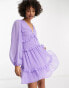 ASOS DESIGN Tall button through pintuck mini dobby dress in purple