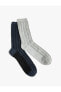 2'li Soket Çorap Seti Balık Sırtı Desenli Dokulu