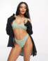 ASOS DESIGN mix and match crinkle high leg hipster bikini bottom in khaki