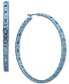 Blue-Tone Large Chain Link Hoop Earrings, 2.2"