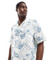 ASOS DESIGN relaxed revere shirt with vintage tropical floral print - MBLUE BLAU, 3XL Long - Chest 50-52 Long - фото #3