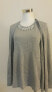 Фото #3 товара NY Collection Embellished Crewneck Twin-piece Cardigan Metallic Silver Gray L
