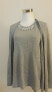 NY Collection Embellished Crewneck Twin-piece Cardigan Metallic Silver Gray L