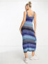 Фото #4 товара COLLUSION knitted ombre maxi dress in blue and white