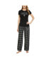 ფოტო #1 პროდუქტის Women's Black, Silver Las Vegas Raiders Arctic T-shirt and Flannel Pants Sleep Set