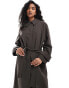 Фото #4 товара ASOS DESIGN top collar tailored longline trench coat in mushroom