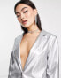 Фото #8 товара I Saw It First metallic oversized dad blazer co-ord in silver