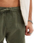 ASOS DESIGN slim linen shorts in stone/khaki 2 pack