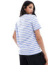 Pieces boxy t-shirt in bold blue and white stripe