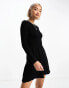 ONLY mini knitted skater dress in black