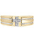 ფოტო #2 პროდუქტის Men's Diamond Accent Cross Band in 10k Yellow Gold & White Gold