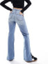 Фото #4 товара Bershka high waisted split hem jeans in light blue