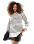 Фото #2 товара & Other Stories cotton knitted jumper with split hem in white and blue stripe