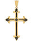 ფოტო #1 პროდუქტის Black Cubic Zirconia Cross Pendant in 14k Gold-Plated Sterling Silver, Created for Macy's