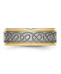 Фото #2 товара Titanium Brushed Yellow Scroll Design Grooved Edge Band Ring