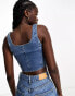 Фото #3 товара Urban Revivo denim corset top in blue