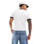 ASOS DESIGN muscle fit ringer t-shirt in white with chilli chest print Белый, XL - Chest 44 - фото #4