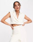 Фото #2 товара Kyo The Brand sleeveless boxy cropped blazer co-ord in cream