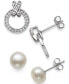 ფოტო #1 პროდუქტის 2-Pc. Set Cultured Freshwater Pearl (8mm) & Cubic Zirconia XO Stud Earrings in Sterling Silver