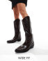 Public Desire Wide Fit Apollop western knee boots in brown croc Kroko-Braun, 40 - фото #1