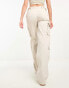 Stradivarius straight leg cargo trouser with adjustable waist in stone