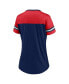 Фото #2 товара Women's Navy, Red New England Patriots Blitz and Glam Lace-Up V-Neck Jersey T-shirt