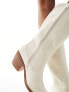 Glamorous western knee boots in off white micro