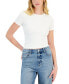 ფოტო #1 პროდუქტის Juniors' Seamless Crewneck Ribbed Tee