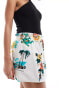 ASOS DESIGN linen look tie waist mini skirt in tropical print Tropenmotiv, 34 - фото #5