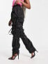 Фото #4 товара Missyempire ruched satin cargo trousers in black