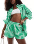 Фото #1 товара ASOS DESIGN seersucker co-ord beach short in green stripe