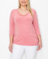 Фото #1 товара Plus Size V-neck Side Ruched 3/4 Sleeve Top