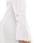 Pimkie pocket detail flared sleeve cinched waist mini shirt dress in white