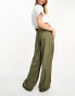 JDY wide leg tailored trousers co-ord in khaki XS L32 - фото #4