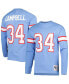 Фото #4 товара Men's Earl Campbell Light Blue Houston Oilers 1984 Retired Player Name and Number Long Sleeve T-shirt